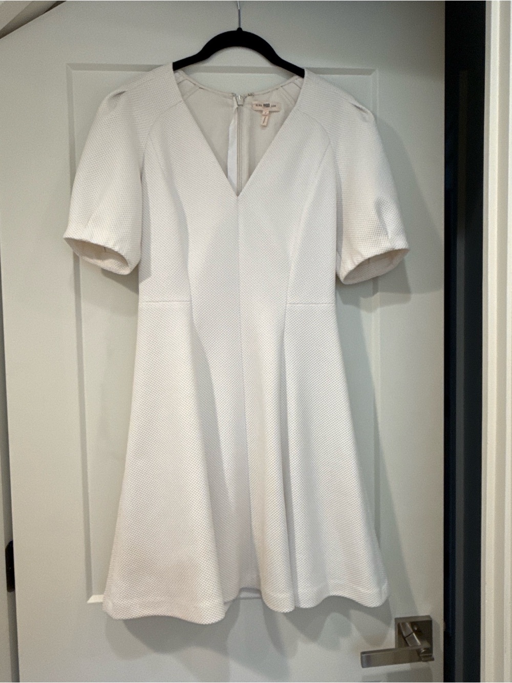Rebecca Taylor Ivory Textured V-Neck Mini Dress
